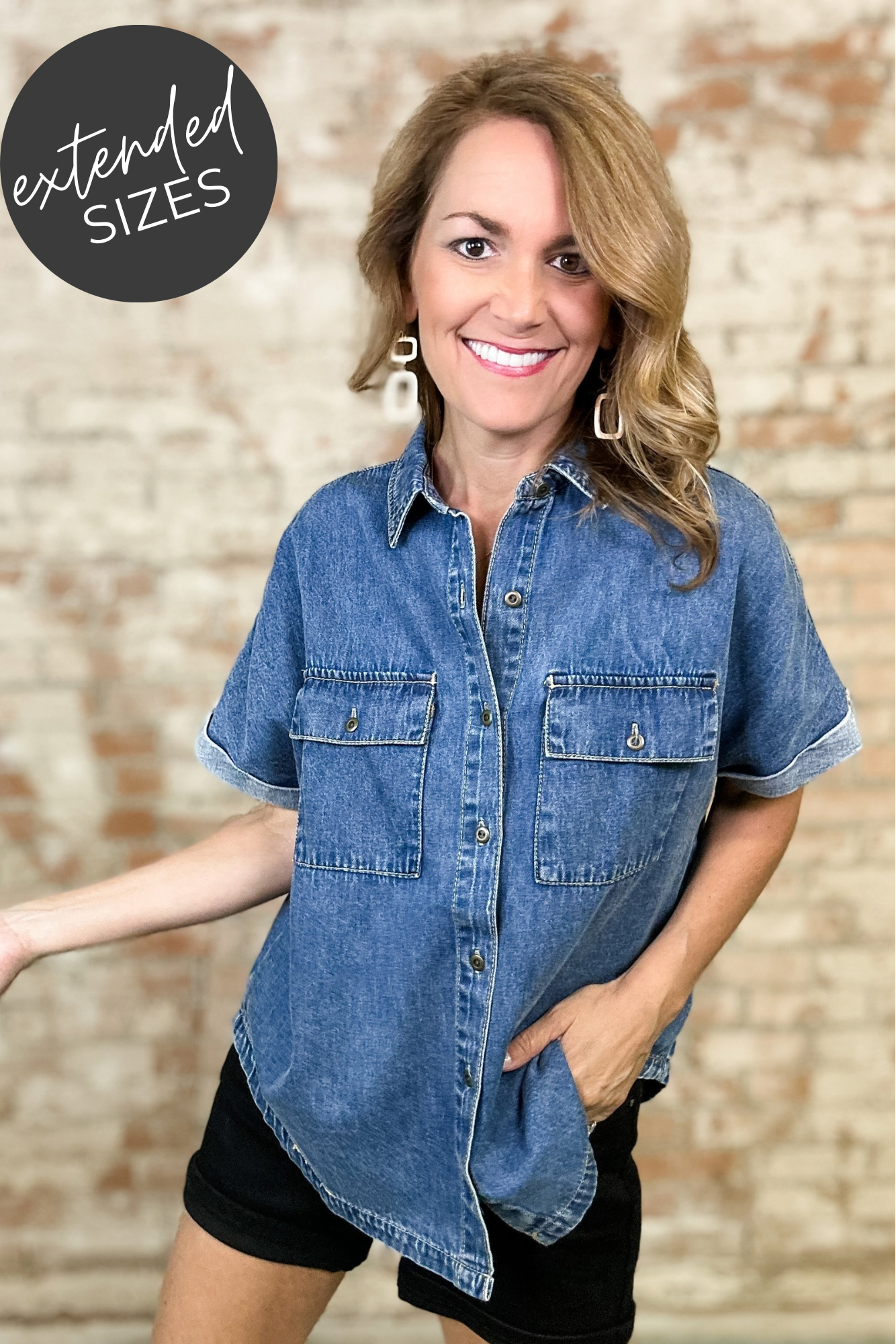 Linzy Front Pocket Denim Top