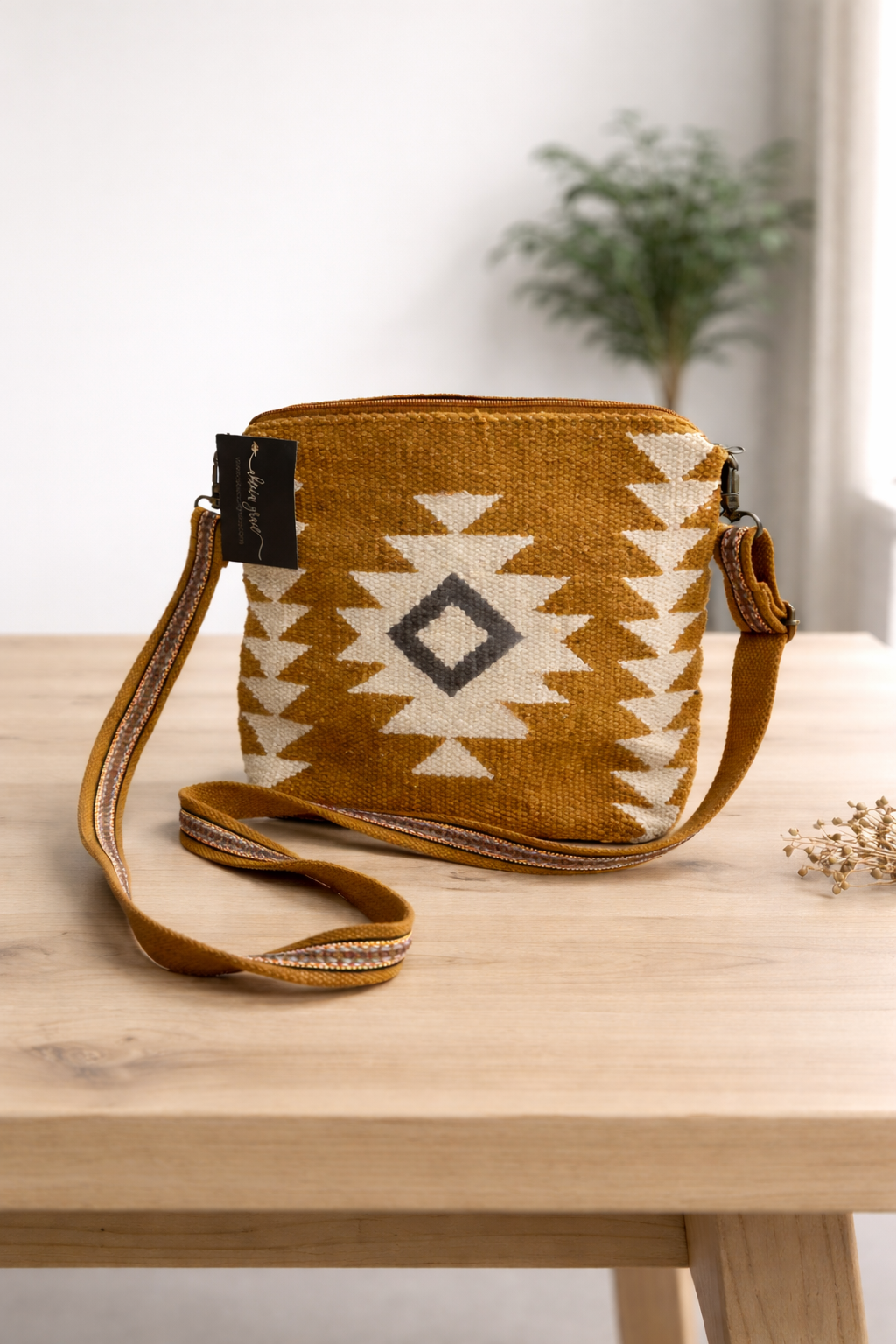 Camel, Cream and Gray Aztec Crossbody
