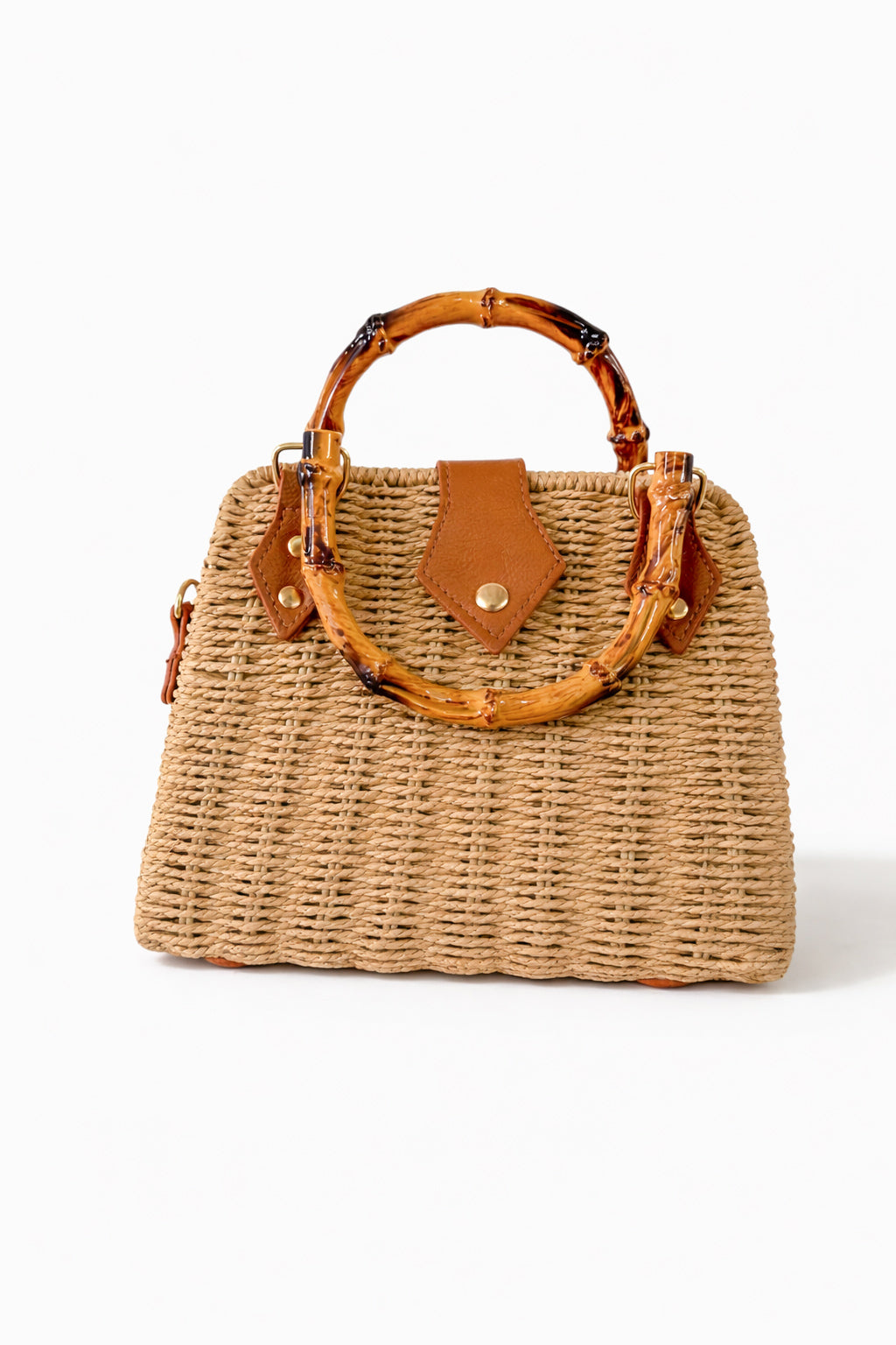 Carolina Bamboo Handle Straw Bag