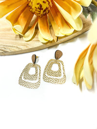 Double Hammered Drop Earrings