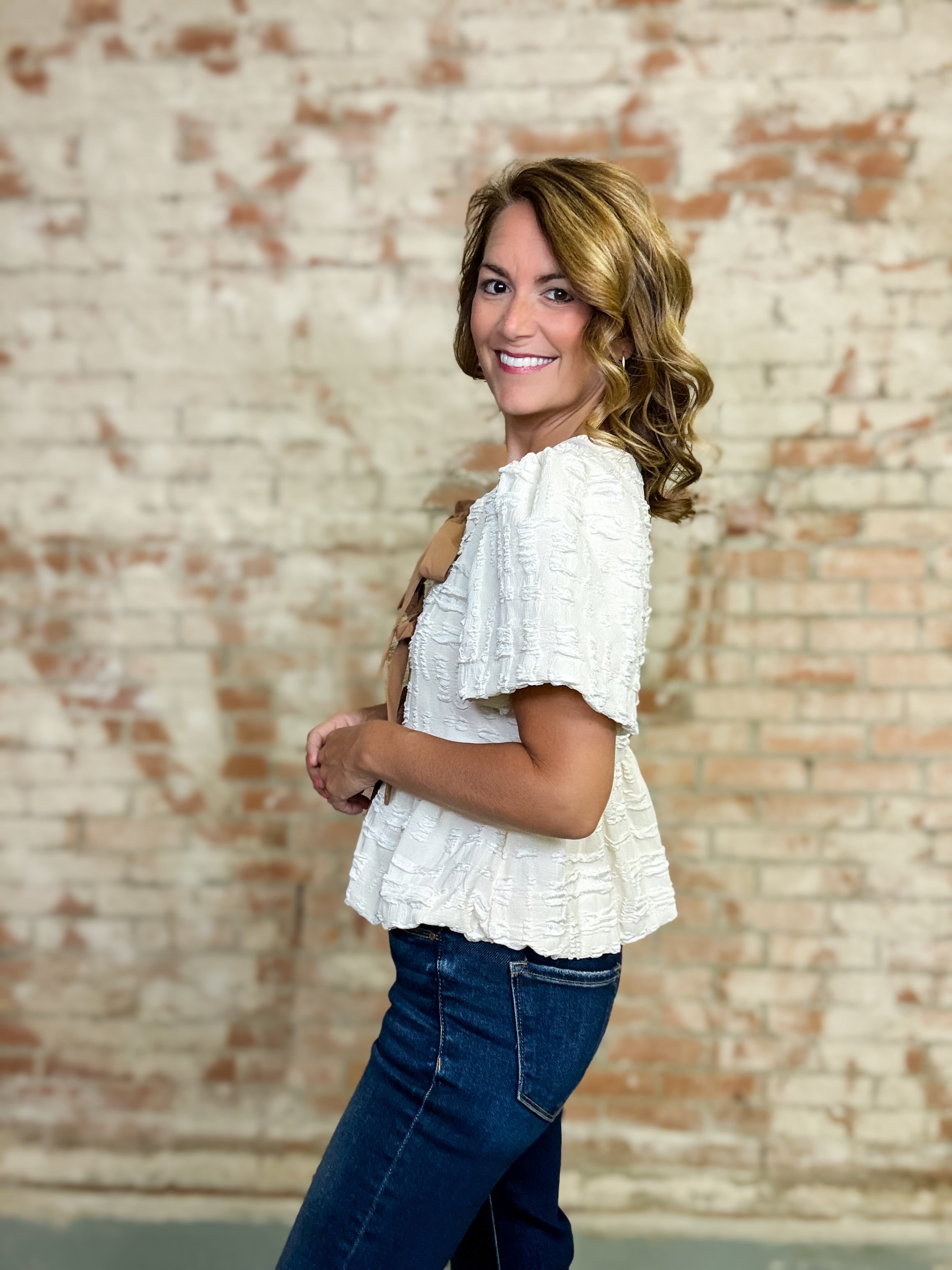 Phoebe Textured Peplum Top