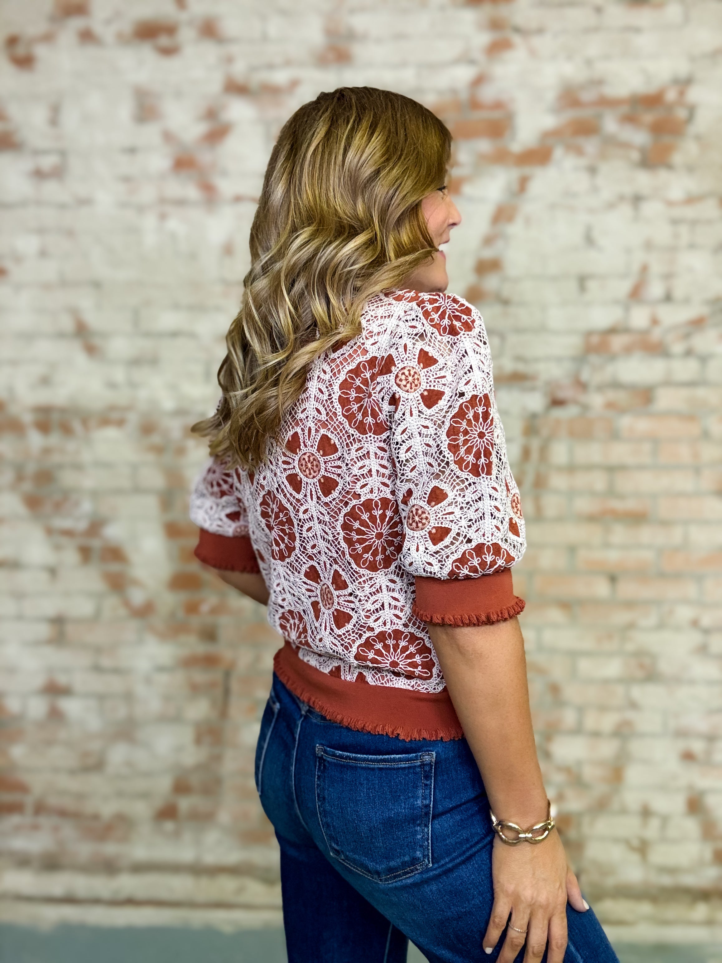 Cynthia Crochet Lace Top