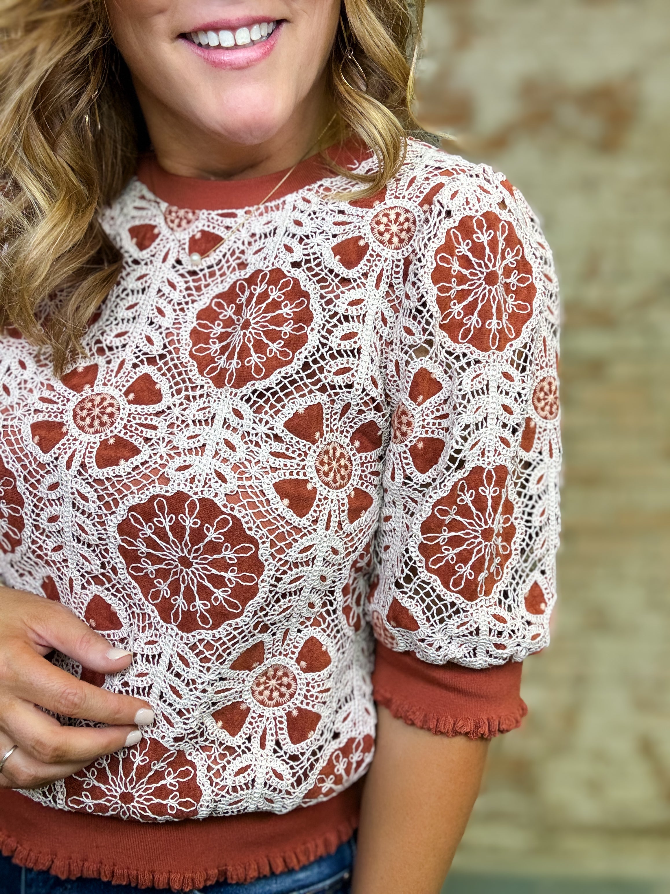 Cynthia Crochet Lace Top
