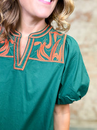 Sable Embroidered Yoke Top