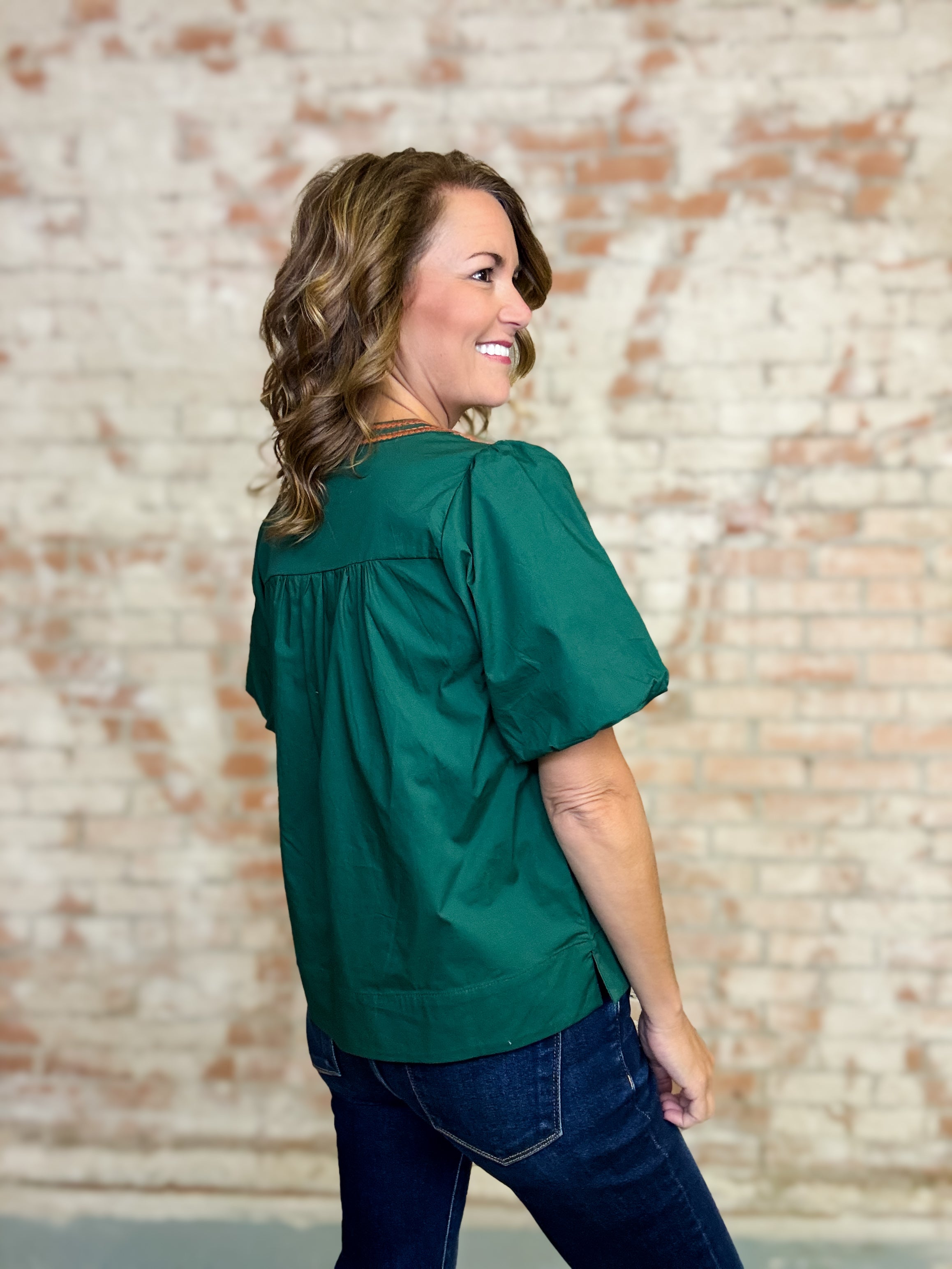 Sable Embroidered Yoke Top