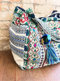 Dianne Blue Beaded Tote Bag