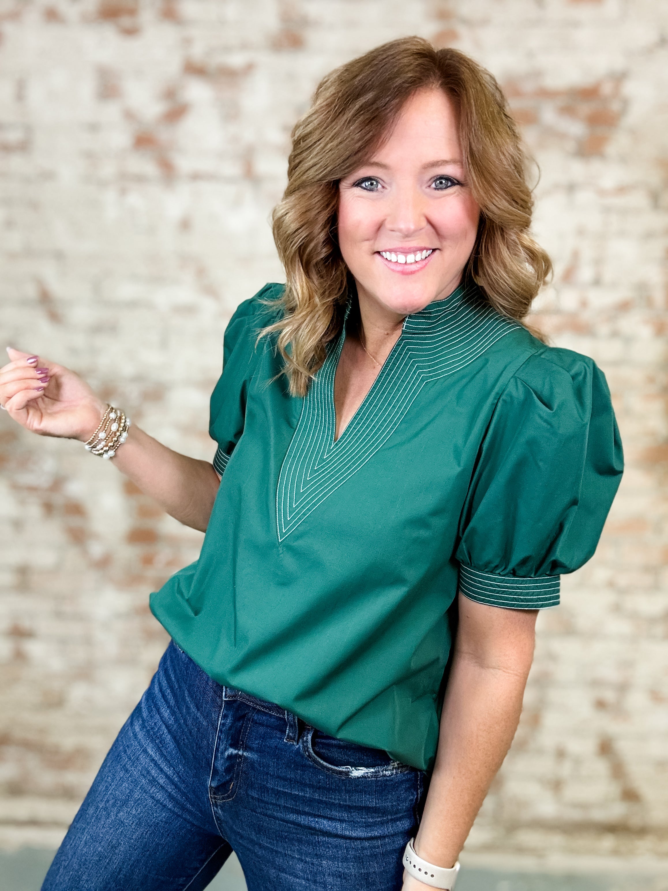 Overbay Stitch Detail Top