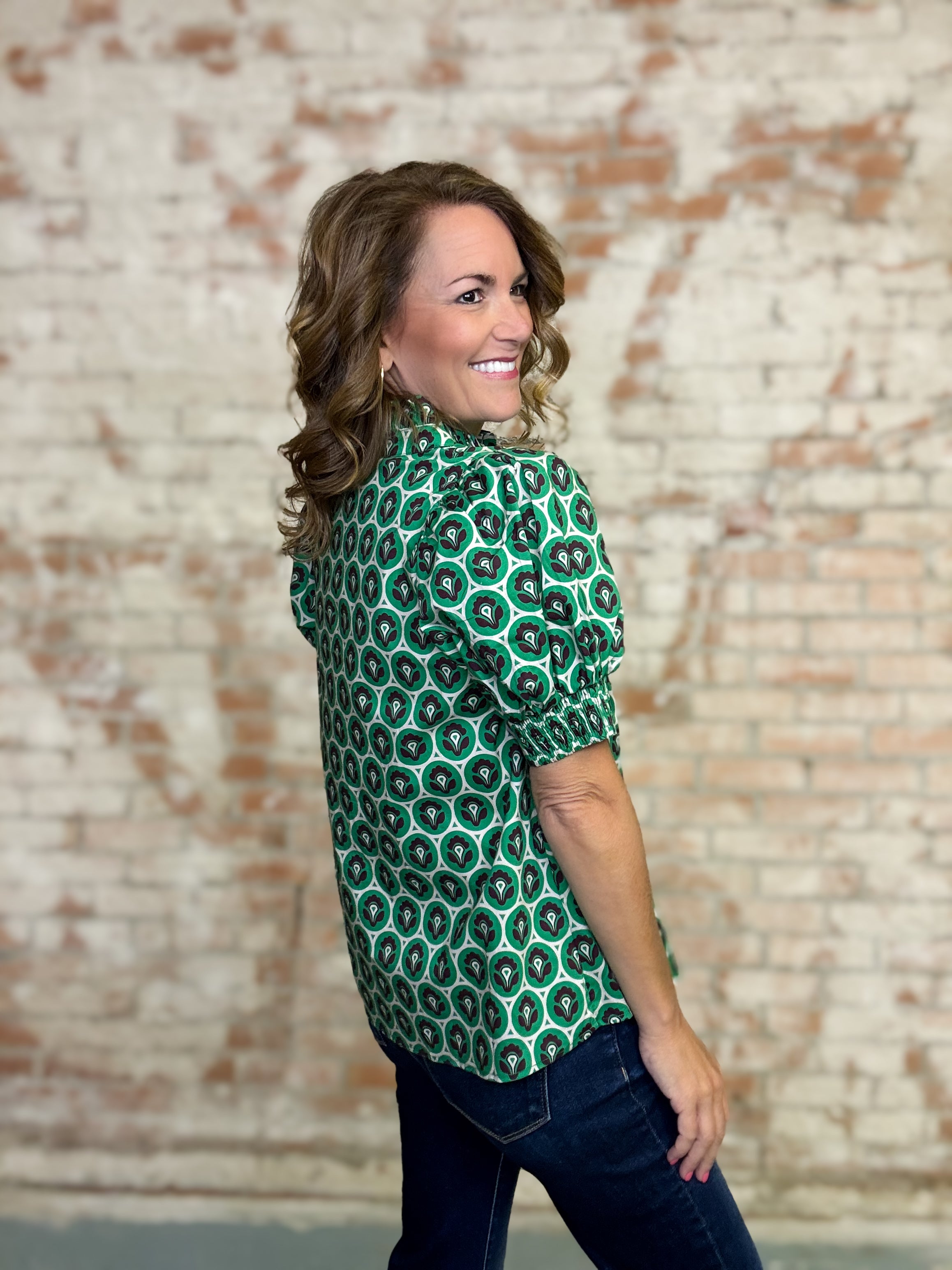 Jaci Geometric Print Top