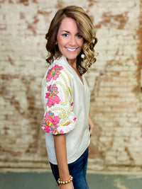 THML Gentry Floral Sleeve Top