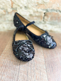 Wynn Black Sequin Ballet Flats