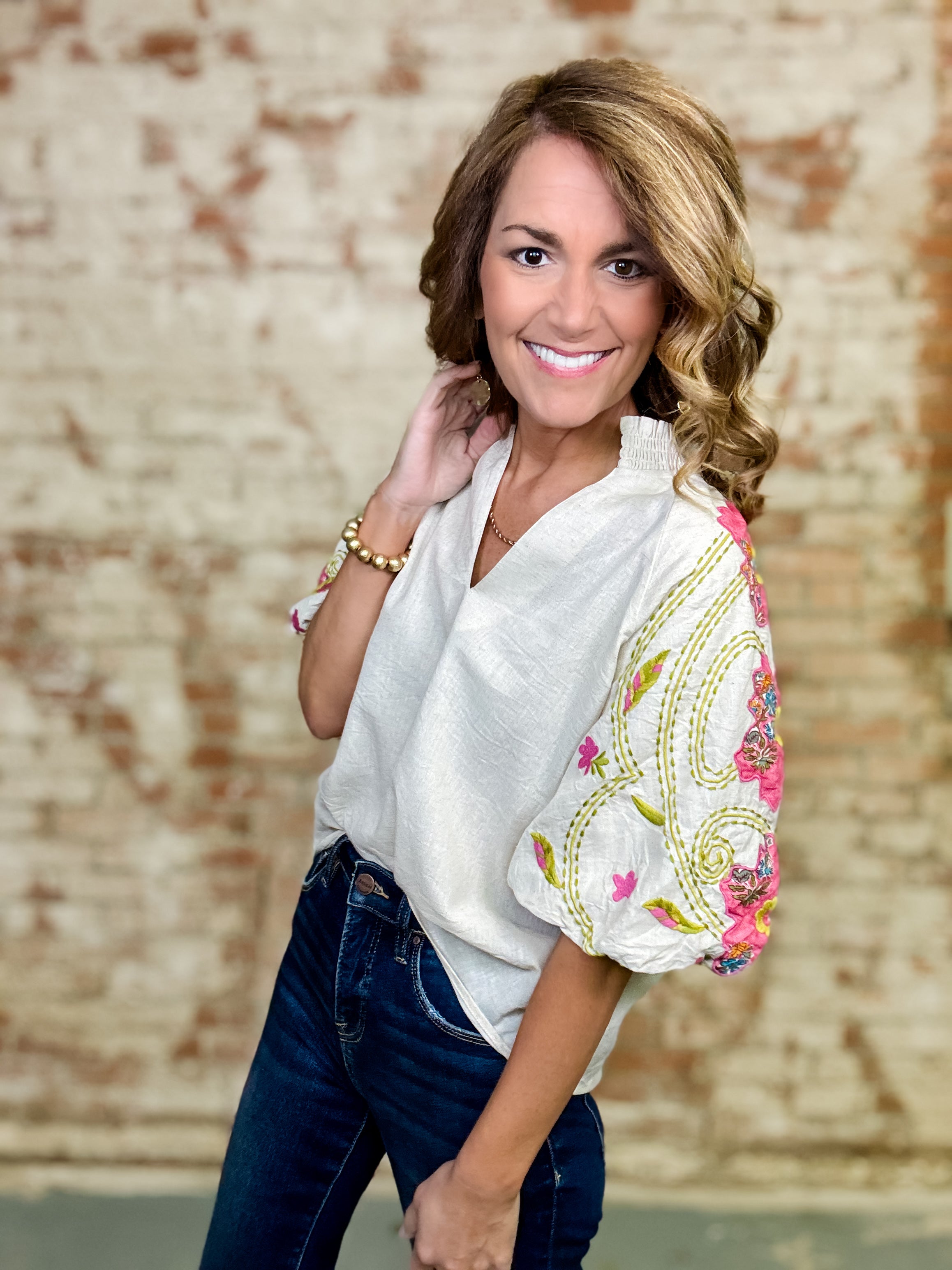 THML Gentry Floral Sleeve Top