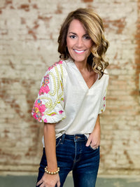 THML Gentry Floral Sleeve Top