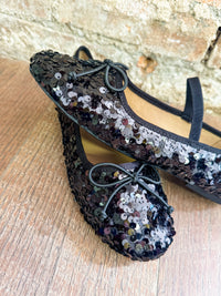 Wynn Black Sequin Ballet Flats