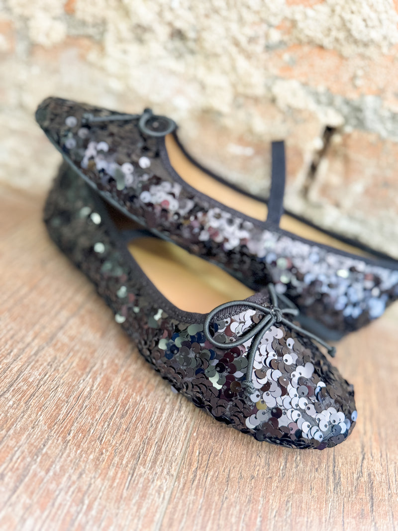 Wynn Black Sequin Ballet Flats