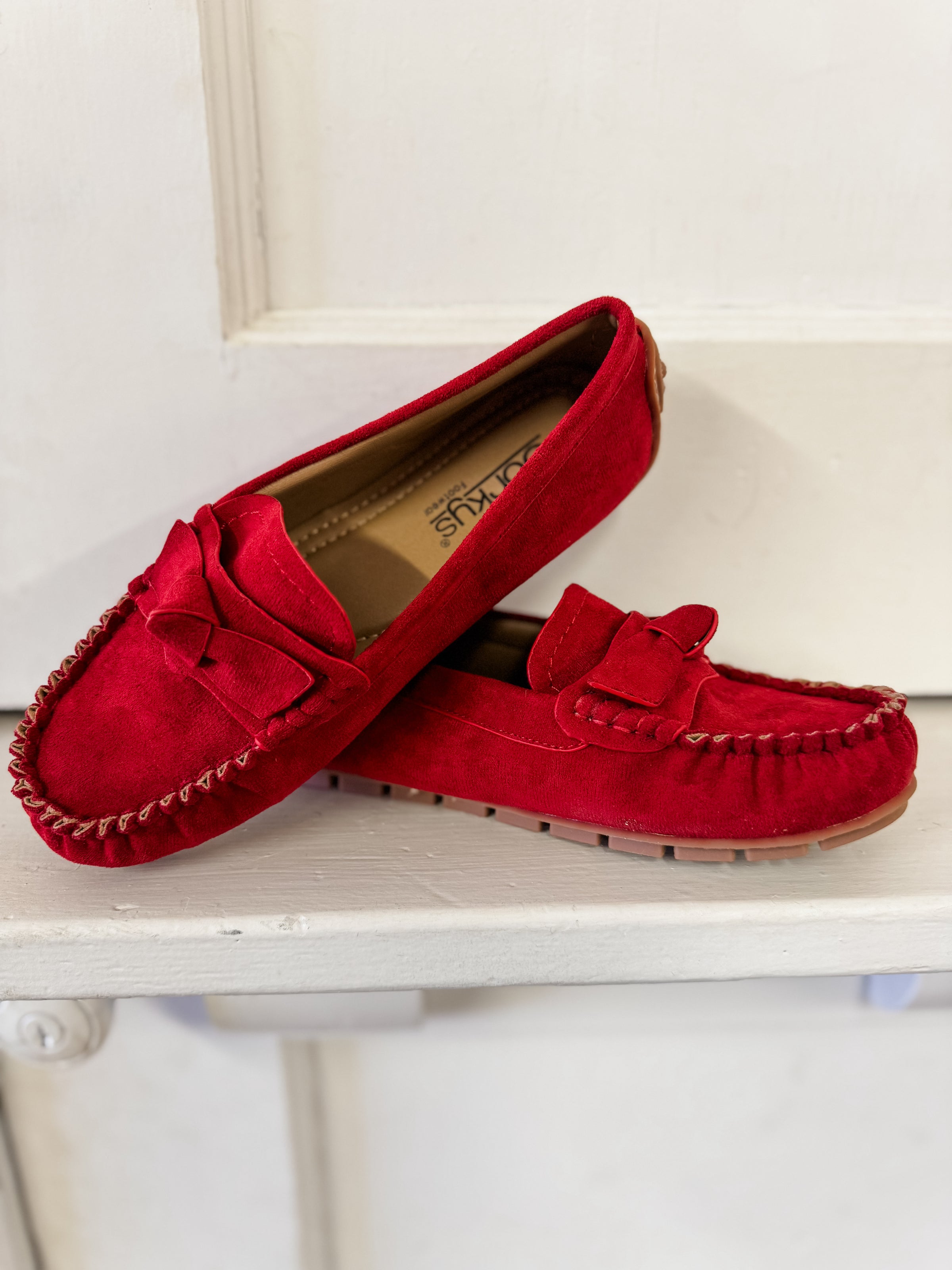 Corky's Driving Miss Daisy Red Suede Flat