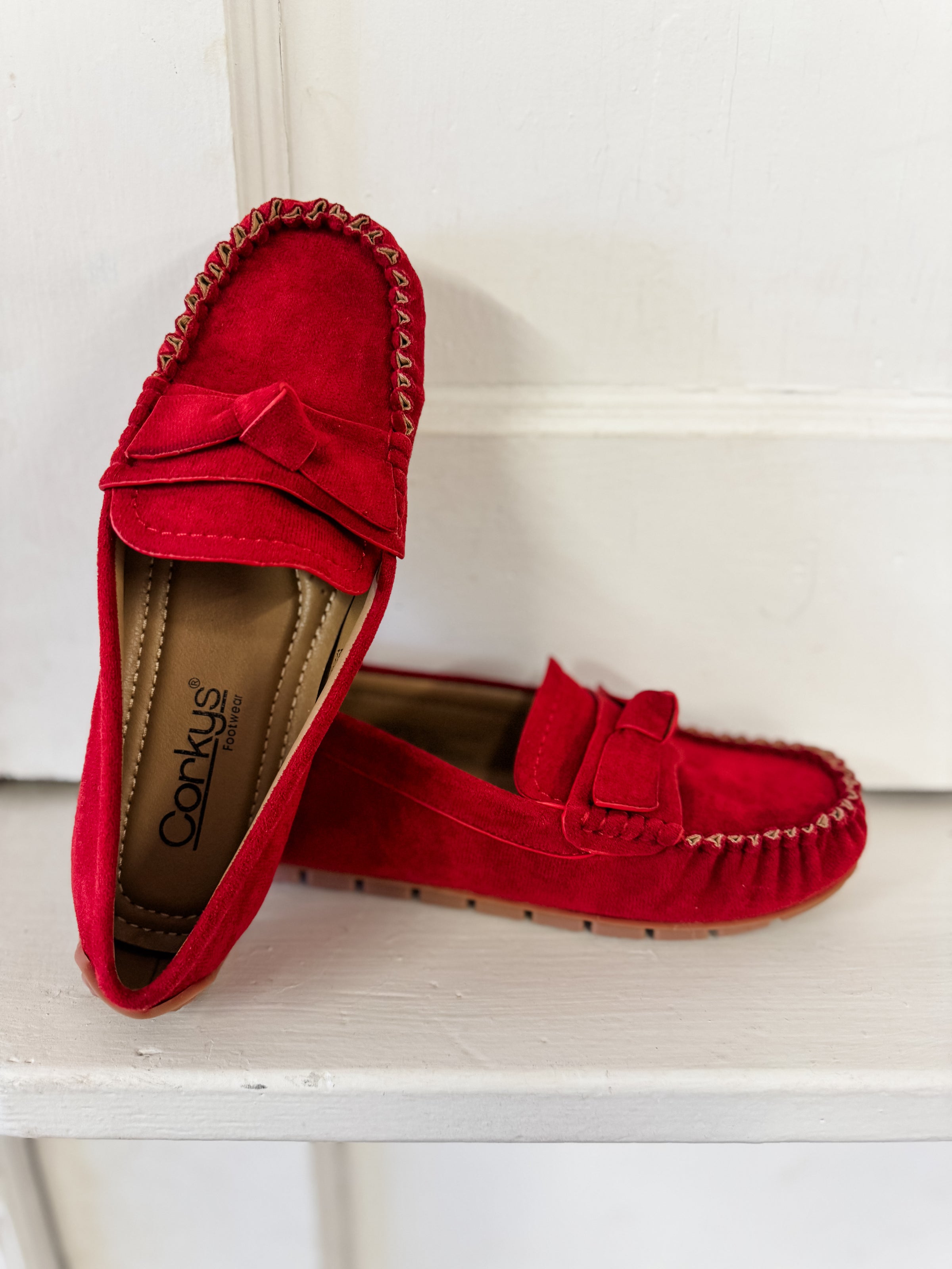 Corky's Driving Miss Daisy Red Suede Flat