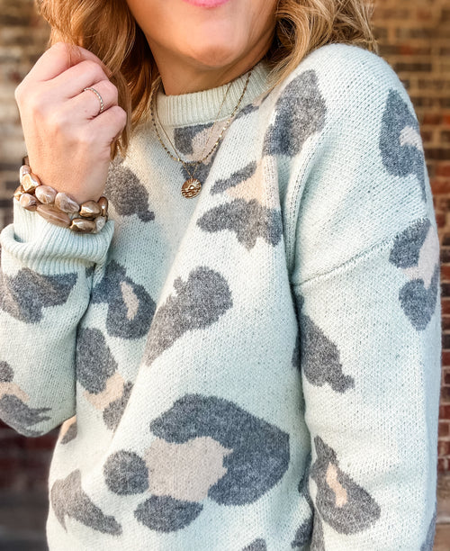 THML Mint Leopard Sweater
