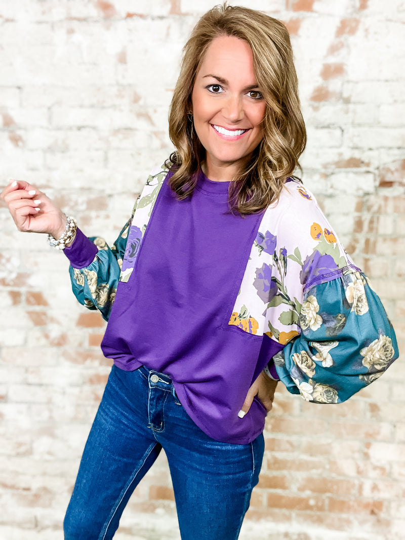 Kari Floral Patch Sleeve Top