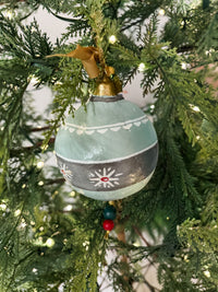Hand-Painted Paper Mache Ornament with Bow