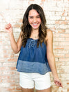 Brazos Ruffle Denim Top