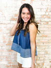 Brazos Ruffle Denim Top - FINAL SALE