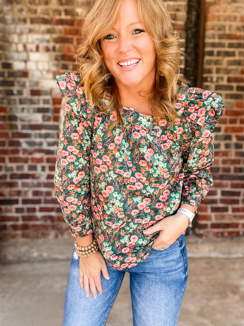 Hunter Floral Square Neck Top