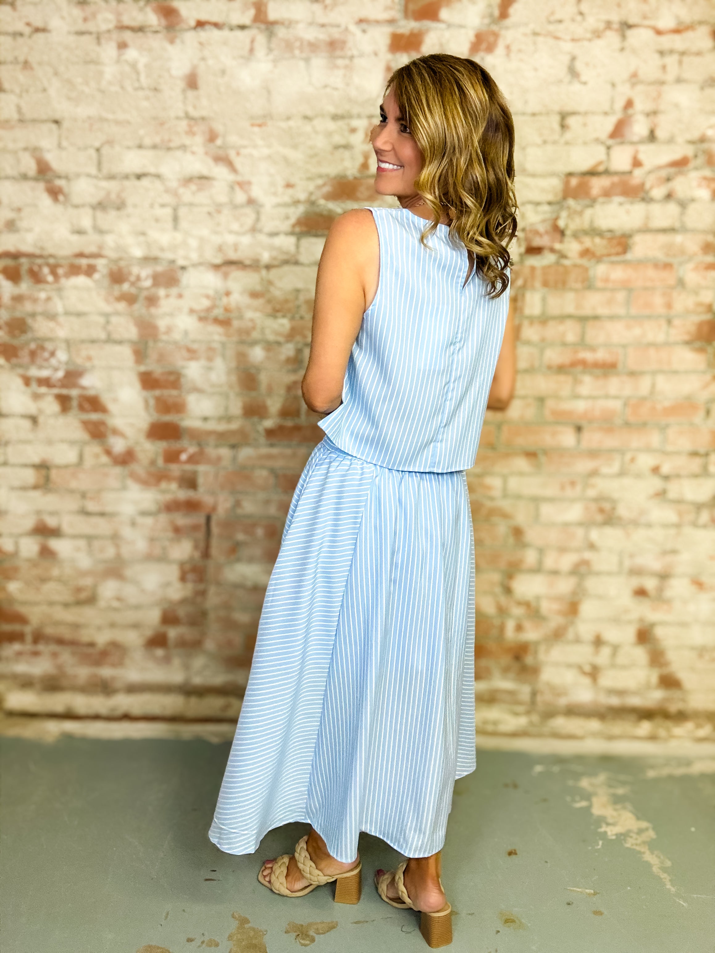 Roxann Striped Skirt Set