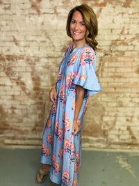 Alleisha Flutter Sleeve Midi Dress