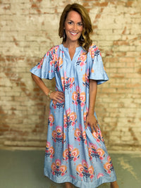 Alleisha Flutter Sleeve Midi Dress