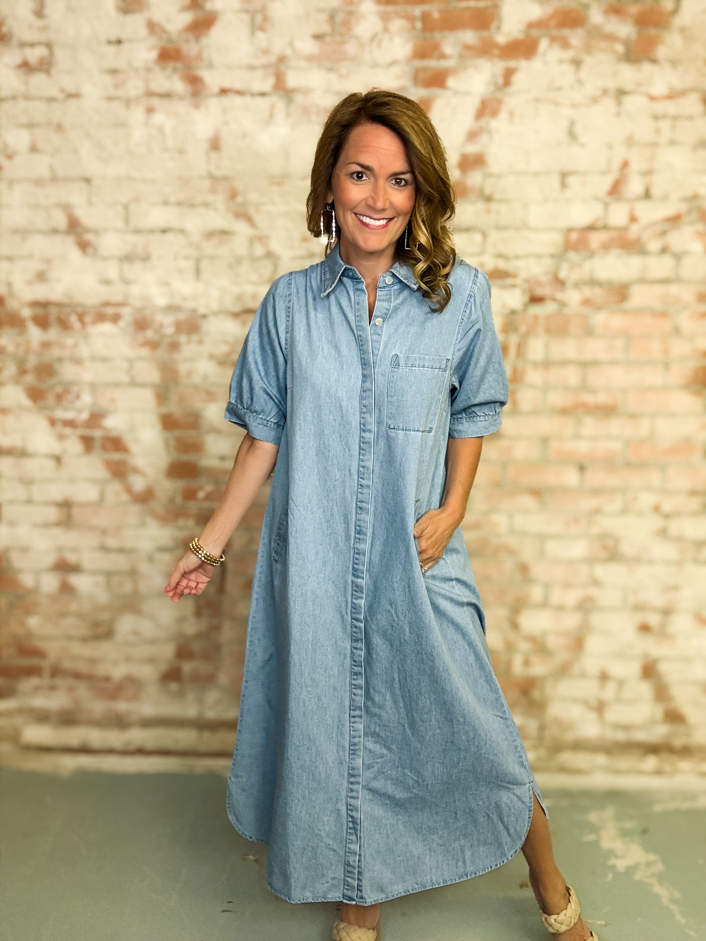 Charlesa Denim Midi Dress