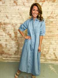 Charlesa Denim Midi Dress