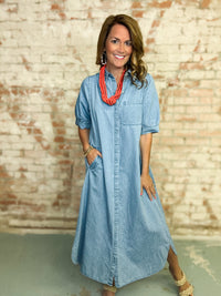 Charlesa Denim Midi Dress