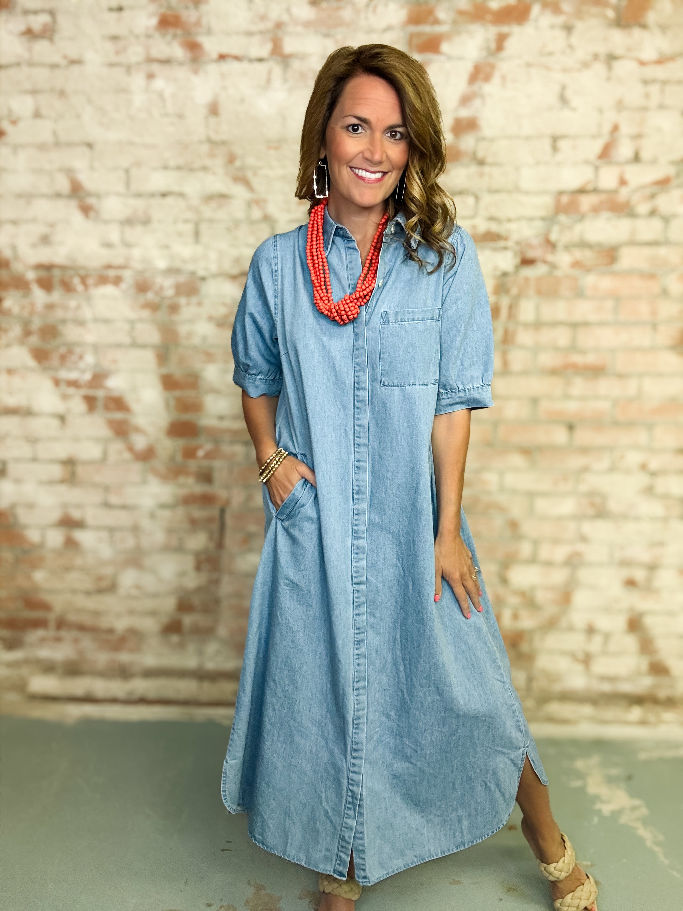 Charlesa Denim Midi Dress