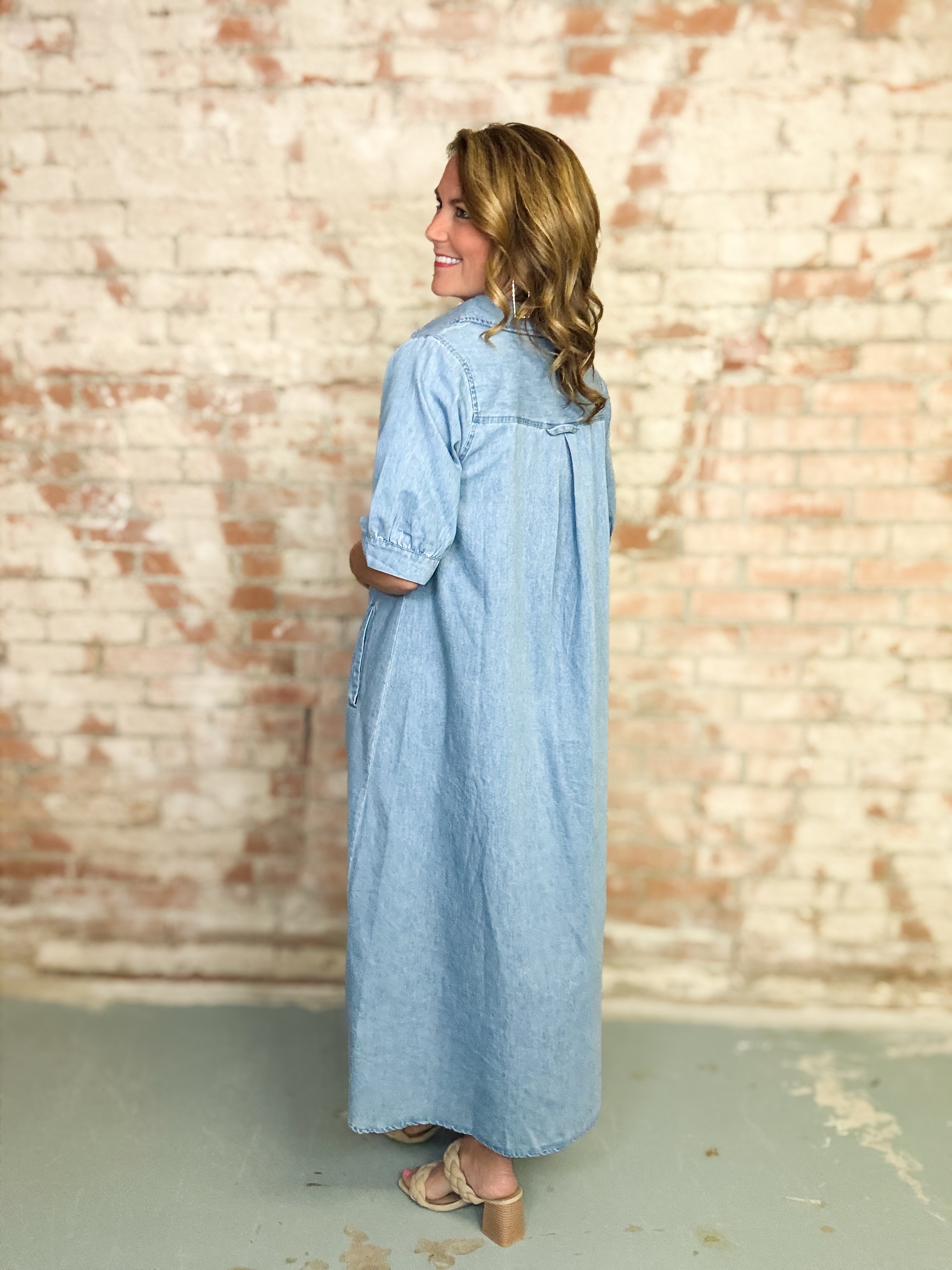Charlesa Denim Midi Dress