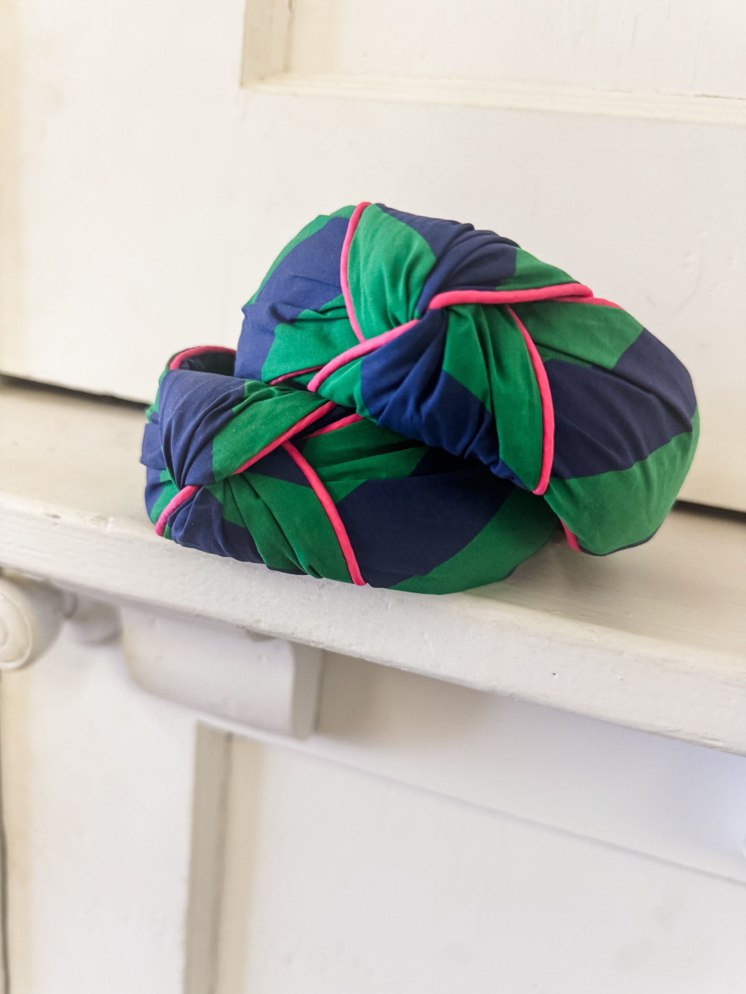 Navy Festive stripe Headband