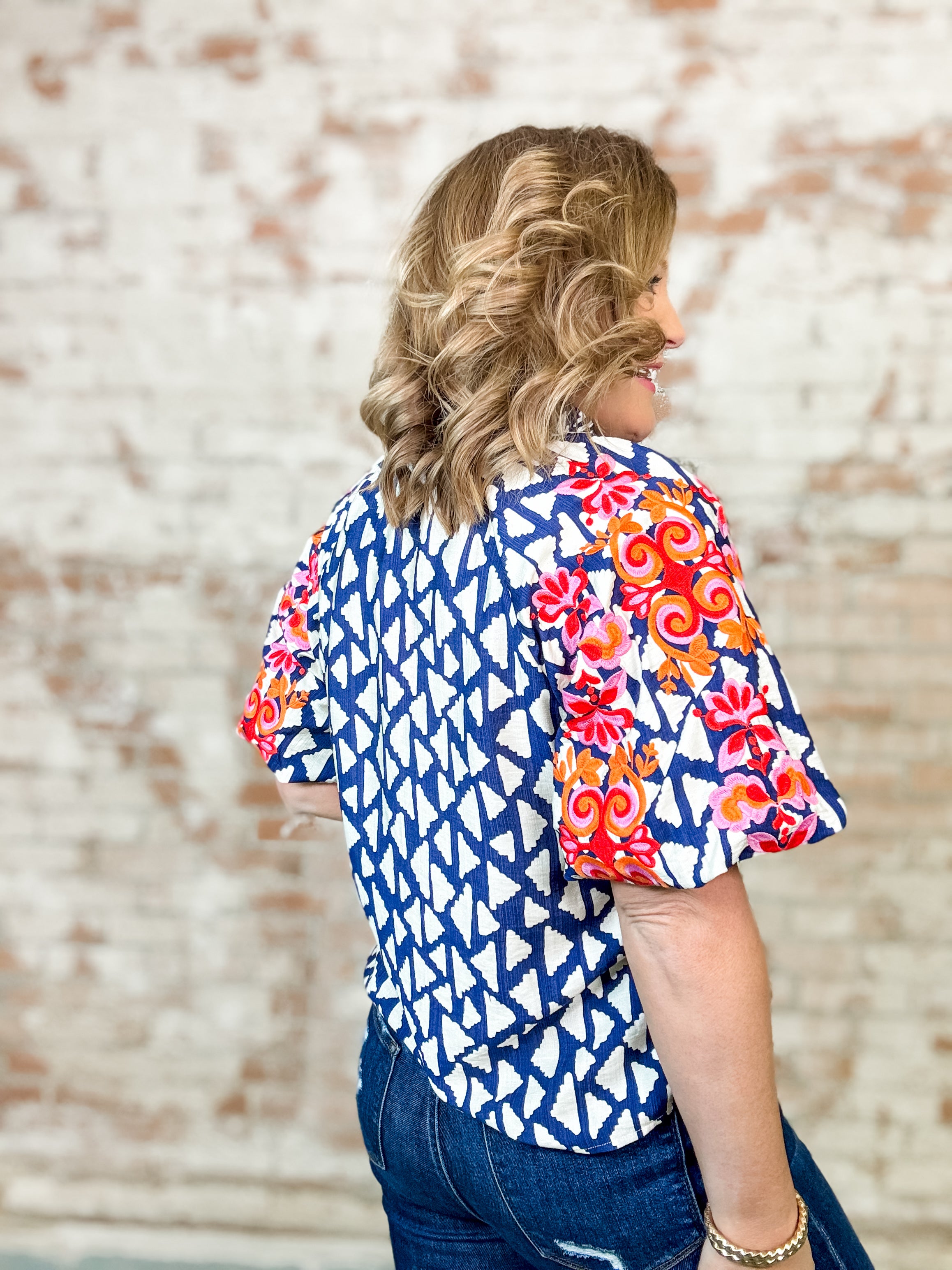 THML Avalon Embroidered Print Top - FINAL SALE