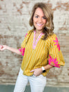 THML Paige Embroidered Stripe Top