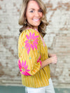 THML Paige Embroidered Stripe Top