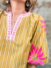 THML Paige Embroidered Stripe Top