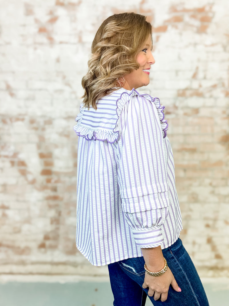 Aaron Ruffled Stripe Top