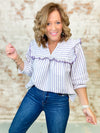 Aaron Ruffled Stripe Top