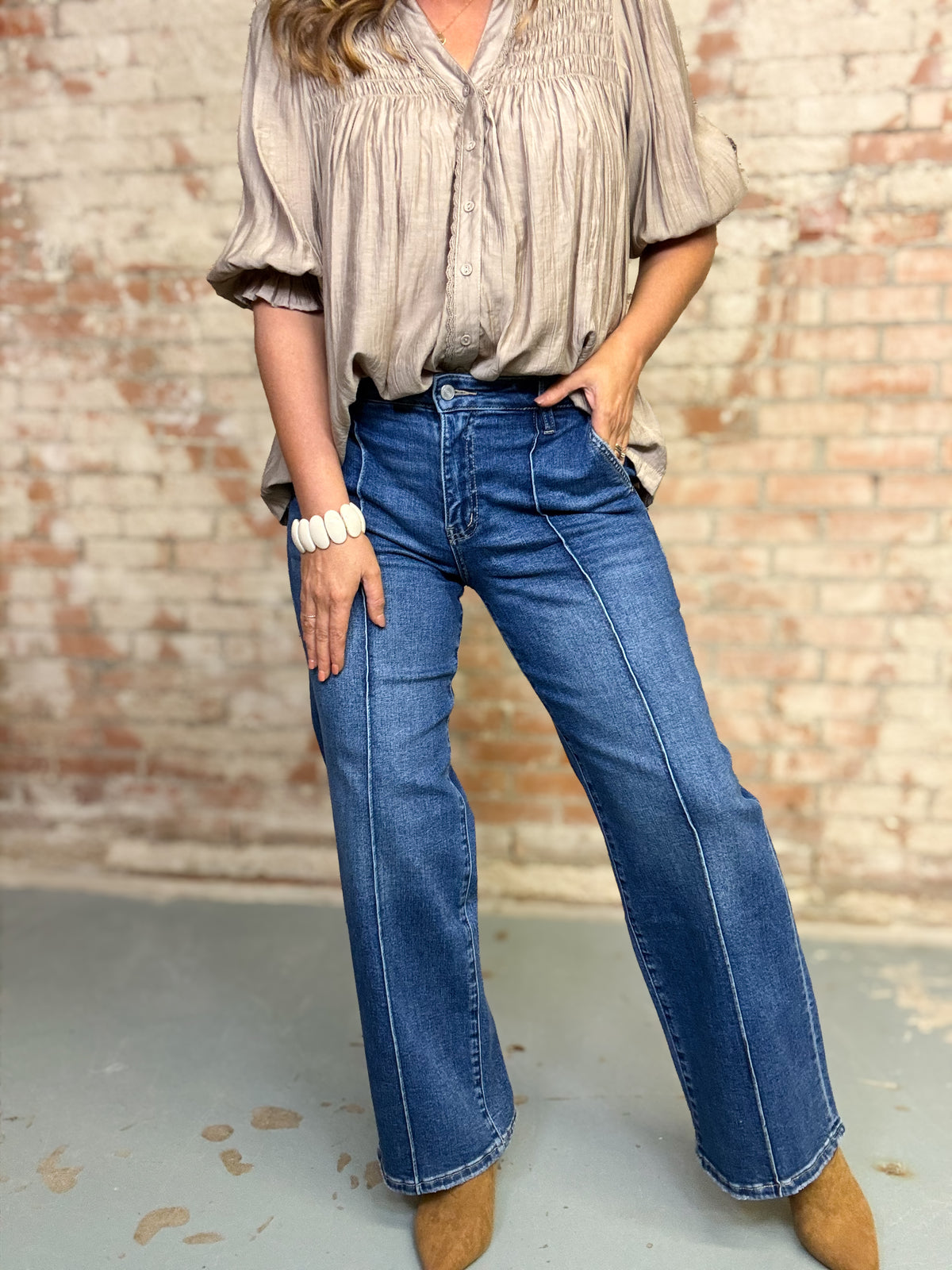 Adam High Rise Pintuck Jeans