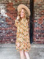 Floral Mock Neck Mini Dress