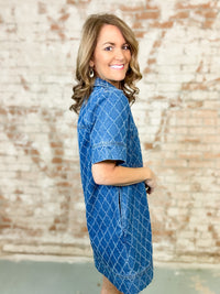 Kendra Diamond Pattern Denim Dress