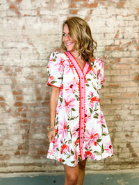 Jennabelle Scallop Trim Floral Print Dress