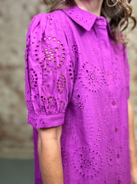Dacia Eyelet Button Down Dress