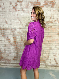 Dacia Eyelet Button Down Dress