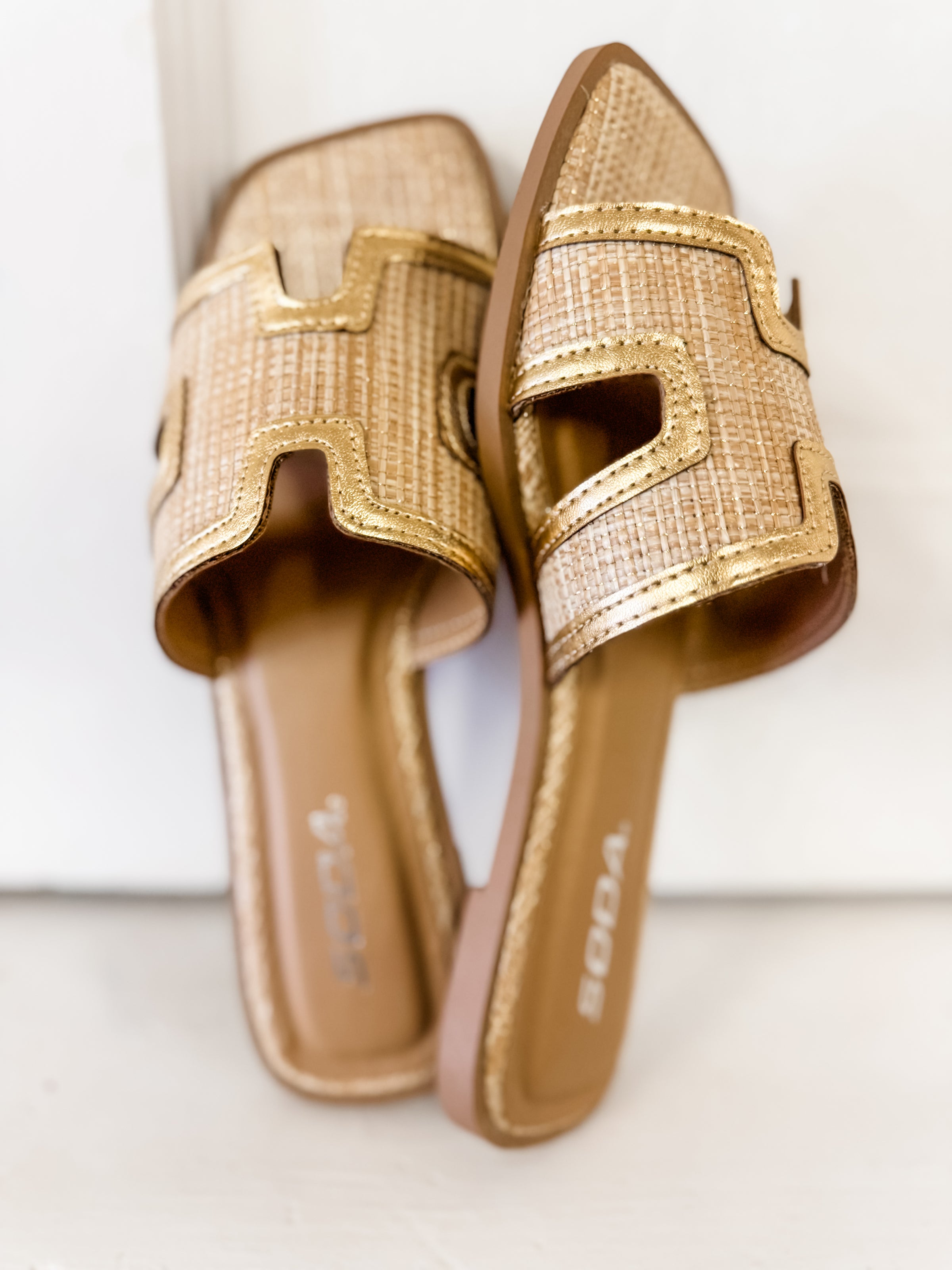 Dolli Gold + Raffia Sandals