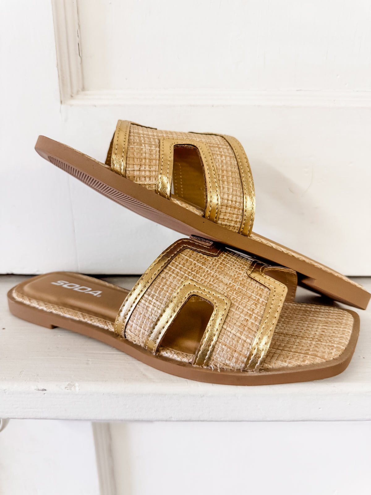 Dolli Gold + Raffia Sandals