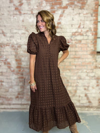 Estella Solid Eyelet Dress